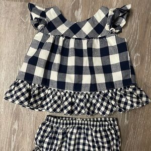 Baby Gap Gingham navy and white 2 piece set 0-3